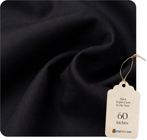 (image for) 60" Black Cotton Poplin By The Yard