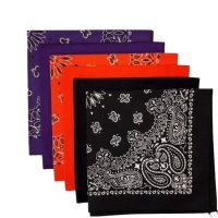 (image for) USA Made Paisley & Solid PurpleBlackOrange 6 PK 22" 100% Cotton