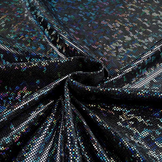 (image for) 60" Black Shattered Glass Hologram Fabric 50 Yard Roll, Spandex 4-Way Stretch