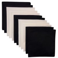 (image for) USA Made Solid Black & White Bandanas 12 Pack 22" x 22" Cotton