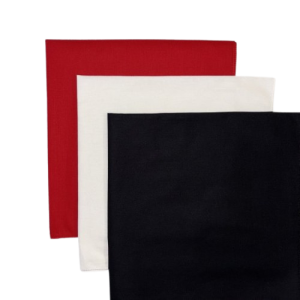 (image for) USA Made Solid Color Bandanas 3Pk 100% Cotton - Black, White, Red 22" x 22"