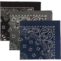 (image for) Navy, Charcoal, Black USA Made Paisley Bandanas (3 Pk) 22"