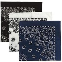 (image for) Navy, White, Black USA Made Paisley Bandanas (3 Pk) 22"