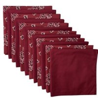 (image for) USA Made Paisley Burgundy & Solid Wine Bandanas 12Pk 22" 100% Cotton