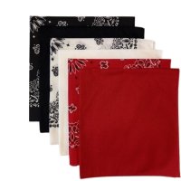 (image for) USA Made Paisley & Solid White, Black, Red 6 PK 22" 100% Cotton