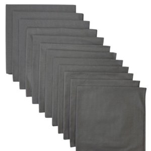 (image for) Made in the USA Solid Charcoal Bandanas 12 Pk, 22" x 22" Cotton