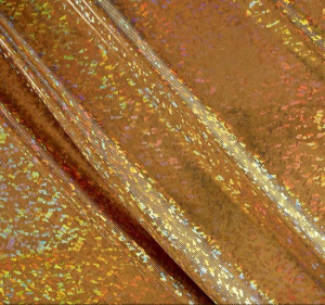 (image for) 60" Gold Shattered Glass Hologram Fabric 50 Yard Roll, Spandex 4-Way Stretch