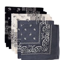 (image for) Paisley Bandanas Grey, White, Black 22" x 22" Cotton (6 Pk)