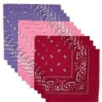 (image for) Paisley Bandanas Hot Pink, Pink, Lavender 22" x 22" Cotton (12 Pk)