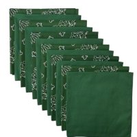 (image for) USA Made Paisley & Solid Hunter Green Bandanas 12 Pk 22" 100% Cotton