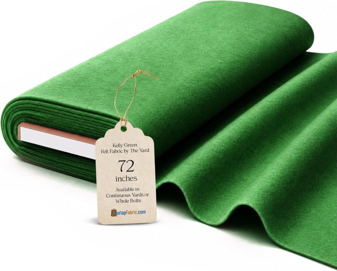 (image for) 72" Kelly Green Felt Fabric 30 Yard Bolt - 100% Polyester