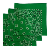 (image for) Kelly Green Paisley Bandanas - Made In The USA (3 Pk) 22" x 22"a