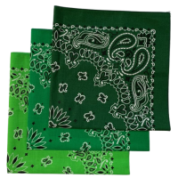 (image for) Kelly, Lime, Hunter USA Made Paisley Bandanas (3 Pk) 22"