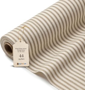 (image for) 44/45" Kahki Woven Ticking Fabric By The Yard