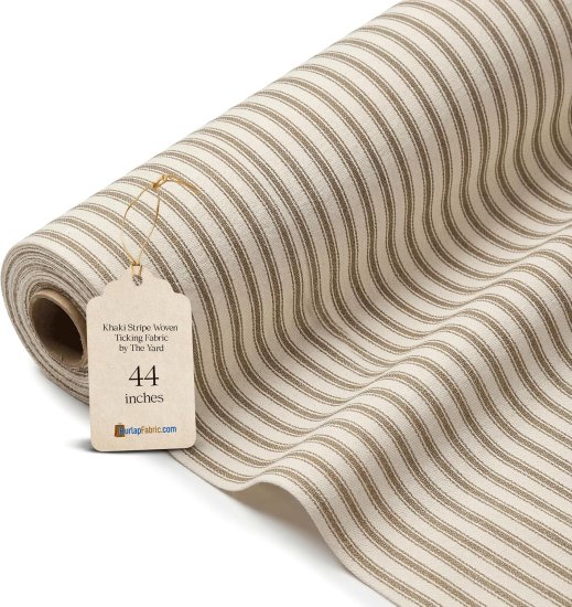 (image for) 44/45" Kahki Woven Ticking Fabric By The Yard