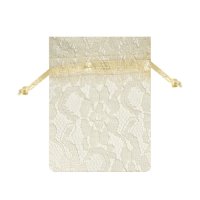(image for) 12 Pack Ivory Lace Bags 3" x 4"