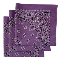(image for) Lavender Paisley Bandanas - Made In The USA (3 Pk) 22" x 22"