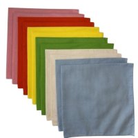 (image for) USA Made Solid 2 Light Blue, 2 Natural, 2 Lime, 2 Yellow, 2 Orange, 2 Pink Bandanas 12 Pack 22" x 22" Cotton