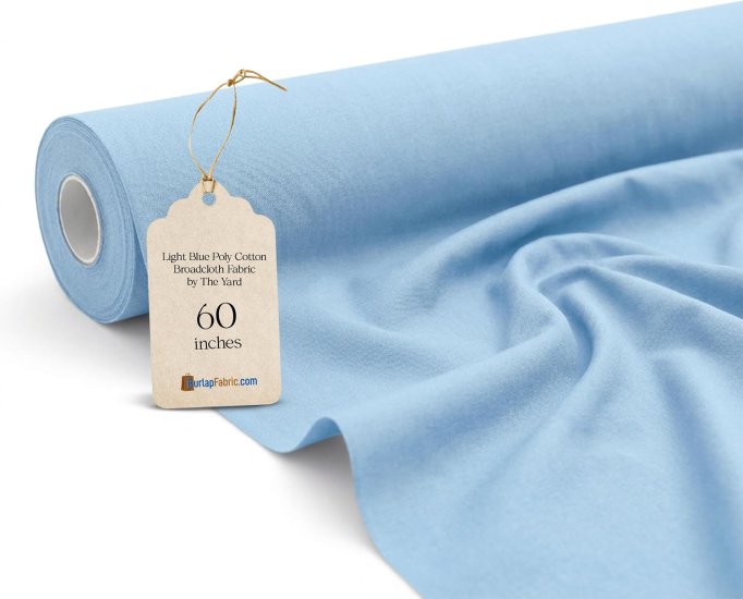 (image for) Wholesale Light Blue Broadcloth Fabric By The Roll - 60" Wide 80/20 Poly Cotton Blend, 60 Yards