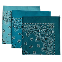 (image for) Light Blue, Turquoise, Mirage USA Paisley Bandanas (3 Pk) 22"