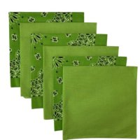 (image for) USA Made Paisley & Solid Lime Bandanas 6 Pk 22" 100% Cotton