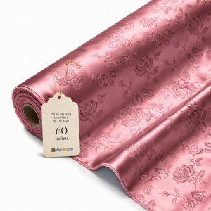 (image for) 60" Mauve Jacquard Satin Fabric 65 Yard Roll - 100% Polyester