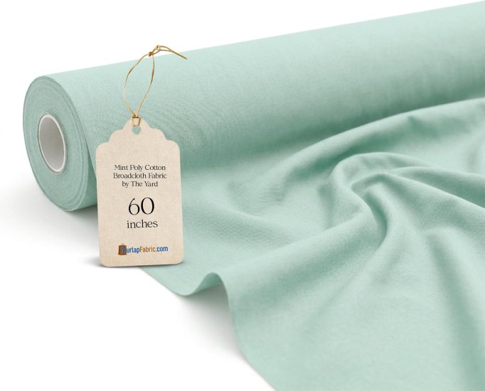 (image for) Wholesale Mint Broadcloth Fabric By The Roll - 60" Wide 80/20 Poly Cotton Blend, 60 Yards