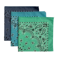 (image for) Mint, Light Blue, Chambray USA Made Paisley Bandanas (3 Pk) 22"