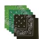 (image for) Paisley Bandanas Hunter, Kelly, Lime (6 Pack) 22" x 22" 100% Cotton
