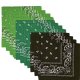 (image for) Paisley Bandanas Hunter, Kelly, Lime (12 Pack) 22" x 22" 100% Cotton