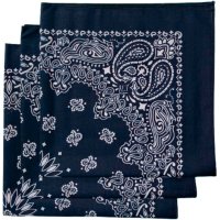 (image for) Navy Paisley Bandanas - Made In The USA (3 Pk) 22" x 22"