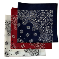 (image for) Navy, Burgundy, White USA Made Paisley Bandanas (3 Pk) 22"