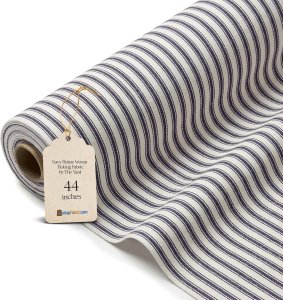 (image for) 44/45" Navy Woven Ticking Fabric By The Yard