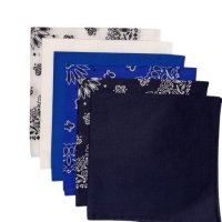 (image for) USA Made Paisley & Solid White, Royal, Navy 6PK 22" 100% Cotton