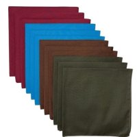 (image for) USA Made Solid 3 Olive, 3 Cocoa, 3 Turquoise, 3 Wine Bandanas 12 Pack 22" x 22" Cotton