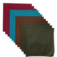 (image for) USA Made Solid 3 Olive, 3 Cocoa, 3 Teal, 3 Wine Bandanas 12 Pack 22" x 22" Cotton