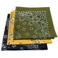 (image for) Olive, Gold, Black USA Made Paisley Bandanas (3 Pk) 22" x 22"