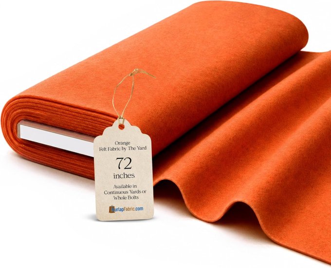 (image for) 72" Orange Felt Fabric 30 Yard Bolt - 100% Polyester