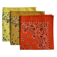 (image for) Orange, Gold, Yellow USA Made Paisley Bandanas (3 Pk) 22"