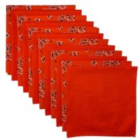 (image for) USA Made Paisley & Solid Orange Bandanas 12 Pk 22" 100% Cotton