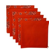 (image for) USA Made Paisley & Solid Orange Bandanas 6 Pk 22" 100% Cotton