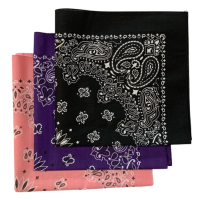 (image for) Pink, Purple, & Black USA Made Paisley Bandanas (3 Pk) 22" x 22"