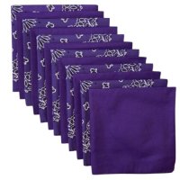 (image for) USA Made Paisley & Solid Purple Bandanas 12 Pk 22" 100% Cotton