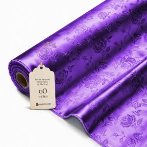 (image for) 60" Purple Jacquard Satin Fabric 65 Yard Roll - 100% Polyester