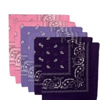 (image for) Paisley Bandanas Purple, Lavender, Pink 22" x 22" 100% Cotton (6 Pk)