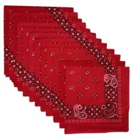 (image for) Red Paisley Bandanas (12 Pack) 22" x 22" 100% Cotton