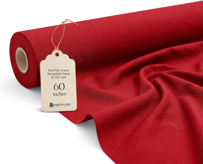 (image for) Wholesale Red Broadcloth Fabric By The Roll - 60" Wide 80/20 Poly Cotton Blend, 60 Yards