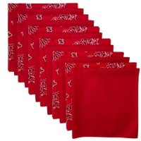 (image for) USA Made Paisley & Solid Red Bandanas 12 Pk 22" 100% Cotton