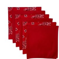 (image for) USA Made Paisley & Solid Red Bandanas 6 Pk 22" 100% Cotton