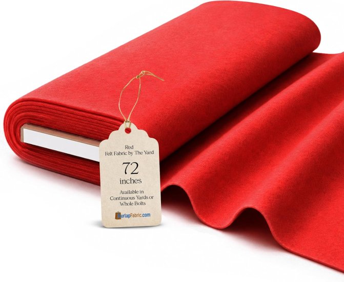 (image for) 72" Red Felt Fabric 30 Yard Bolt - 100% Polyester